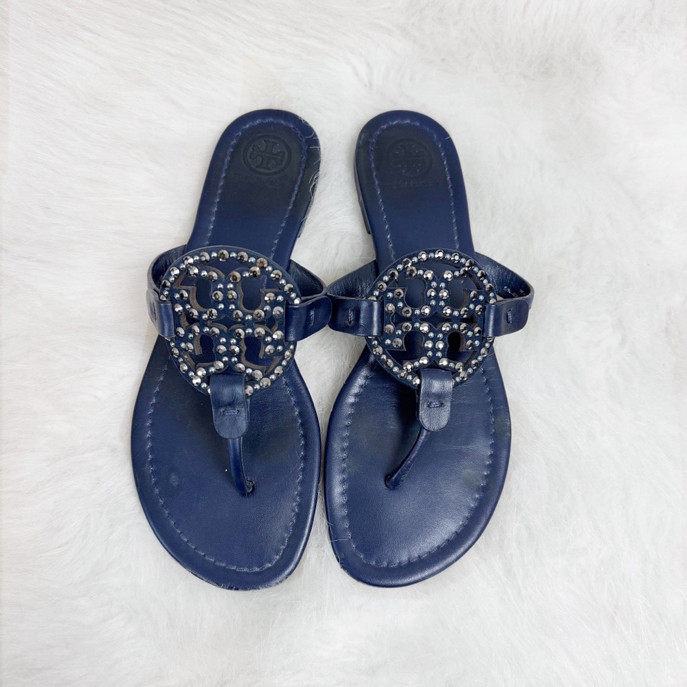 Tory Burch Rhinestone Miller Logo Flip Flop Sandals 8